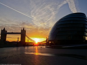 City Hall and Tower Bridge from the Queens Walk - Sunrise
